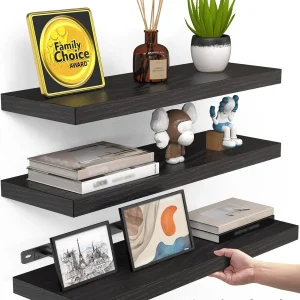 Floating Shelves Set of 3, Rustic Wood Wall Mounted