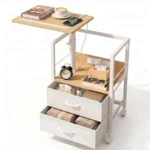 Swivel Lift Top Nightstand with Charging Station