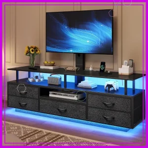 TV Stand with Mount for 32-70 inch TVs, LED Lights