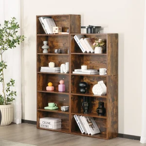 JHK 6 Tier Wooden Shelf Bookcase 63 Inch Tall Floor Standing