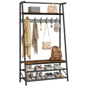 Coat Rack Shoe Bench, 4-in-1 Hall Trees Entryway
